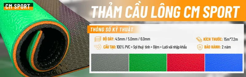 Sản phẩm tham cau long cm sport — CM Sport - Công Ty TNHH Shining Sun — MST 0314598711
