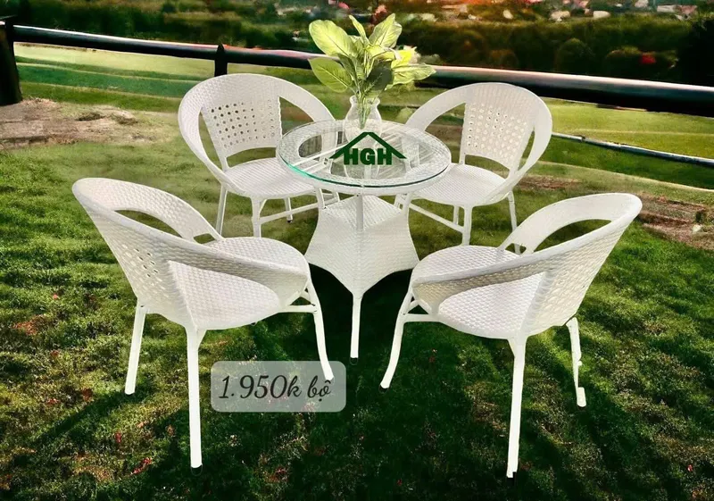 Sản phẩm ban ghe san vuon mau trang — Nội Thất Hồng Gia Hân - Công Ty TNHH Sản Xuất Thương Mại Hồng Gia Hân — MST 0314617259