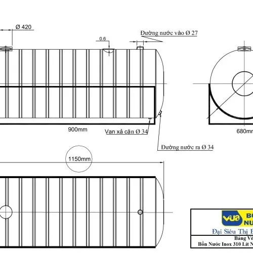 Sản phẩm Bảng Vẽ Bồn Nước Inox 310 Lít Ngang Đại Thành 500x500 — Vua Bồn Nước - Công Ty Cổ Phần BUILDY — MST 0314728054