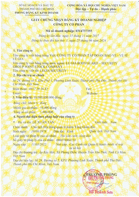 Sản phẩm gp le gia page 0001 — Bảo Vệ Lê Gia - Công Ty Cổ Phần Tập Đoàn Bảo Vệ - Vệ Sĩ Lê Gia — MST 0314737355