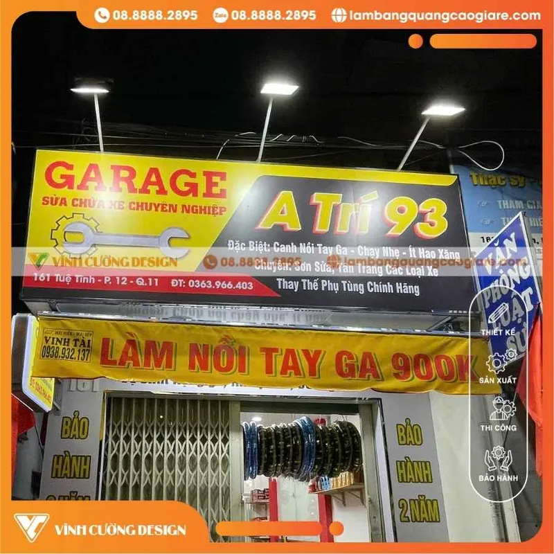 Sản phẩm chi tiet quy cach cau tao lam bang hieu bat cua tiem sua xe — Công Ty TNHH Quảng Cáo Thương Mại Xây Dựng Phạm Gia Decor — MST 0314745613