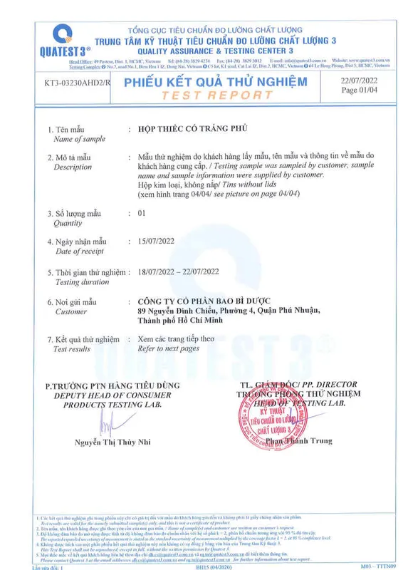 Sản phẩm Bao Bi Duoc Quy Chuan Viet Nam_Page1 — Công Ty TNHH Một Thành Viên Bao Bì Dược Sài Gòn — MST 0314803576