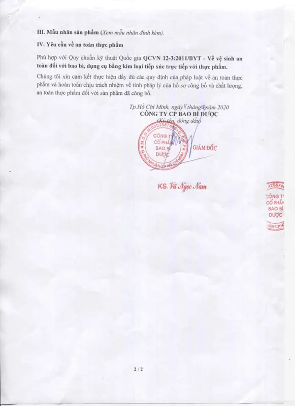 Sản phẩm Bao Bi duoc Tu cong bo hop quy_Page2 — Công Ty TNHH Một Thành Viên Bao Bì Dược Sài Gòn — MST 0314803576