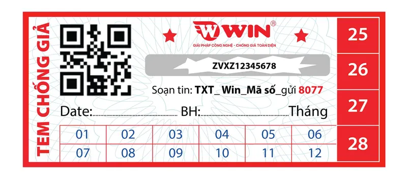 Sản phẩm Tem bao hanh SMS — Công Ty Cổ Phần Kinh Doanh Thương Mại Dịch Vụ WIN — MST 0314956822