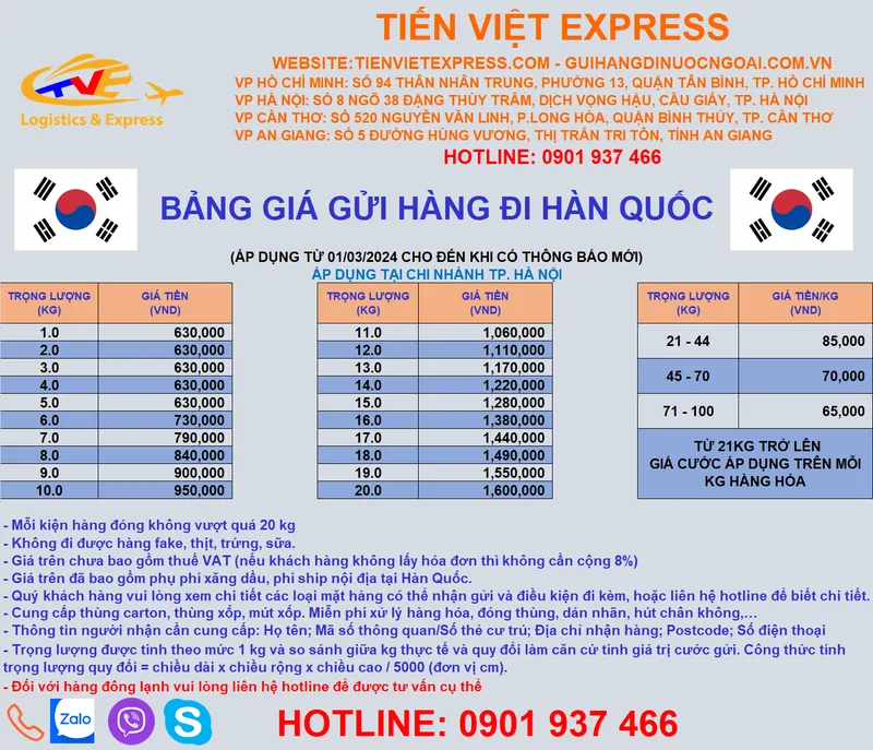Sản phẩm KR HAN — Công Ty TNHH Vận tải Quốc Tế Tiến Việt — MST 0314960843