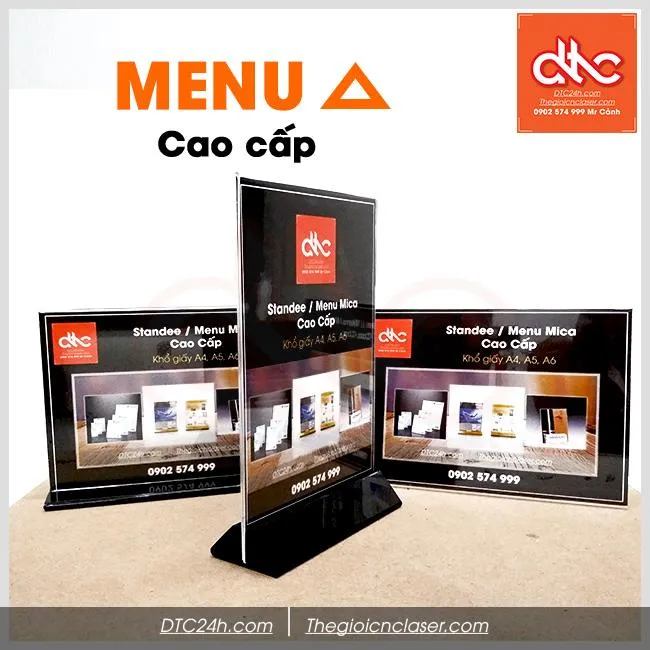 Sản phẩm menu mica de ban de tam giac — Công Ty TNHH Thương Mại – Dịch Vụ – Quảng Cáo D.T.C — MST 0315034147