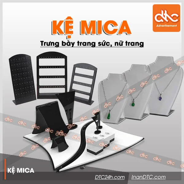 Sản phẩm ke mica trung bay trang suc nu trang — Công Ty TNHH Thương Mại – Dịch Vụ – Quảng Cáo D.T.C — MST 0315034147