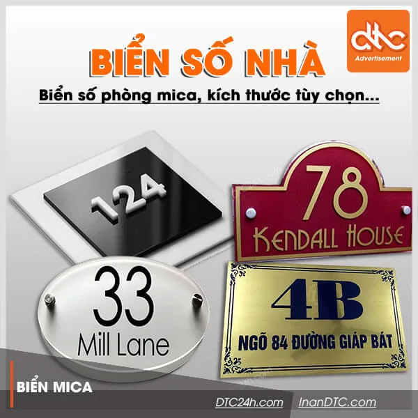 Sản phẩm bien so nha mica dep cao cap — Công Ty TNHH Thương Mại – Dịch Vụ – Quảng Cáo D.T.C — MST 0315034147