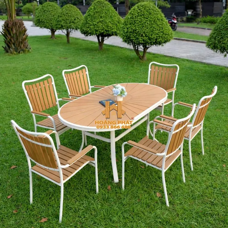 Sản phẩm Bo ban ghe san vuon nha hang cafe chat lieu Composite nan mau vang hp931 800x800 — Sàn Gỗ Hoàng Phát - Công Ty TNHH Thương Mại Sản Xuất Trang Trí Nội Thất Hoàng
Phát — MST 0315043751
