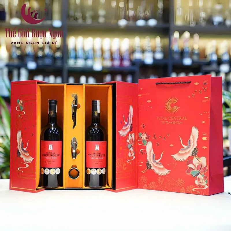 Sản phẩm hop qua 2 chai vang phap chateau tour neuve — Công Ty TNHH Thương Mại Dịch Vụ Đại Song Nguyên — MST 0315047636