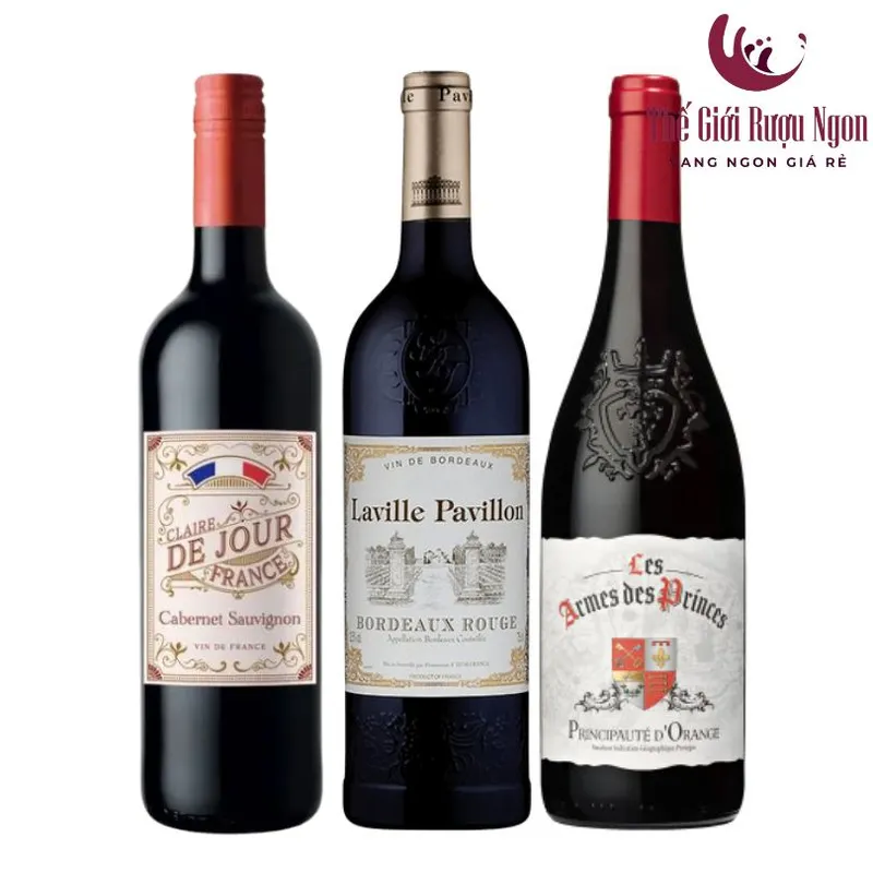 Sản phẩm combo 3 chai ruou vang phap claire de jour laville pavillon bordeaux va les armes des princes — Công Ty TNHH Thương Mại Dịch Vụ Đại Song Nguyên — MST 0315047636