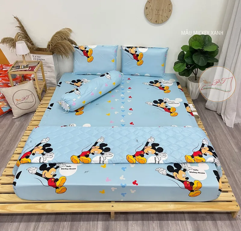 Sản phẩm Mickey Xanh 4 scaled — Công Ty TNHH PT Bedding Việt Nam (Ga Chống Thấm PT) — MST 0315242475