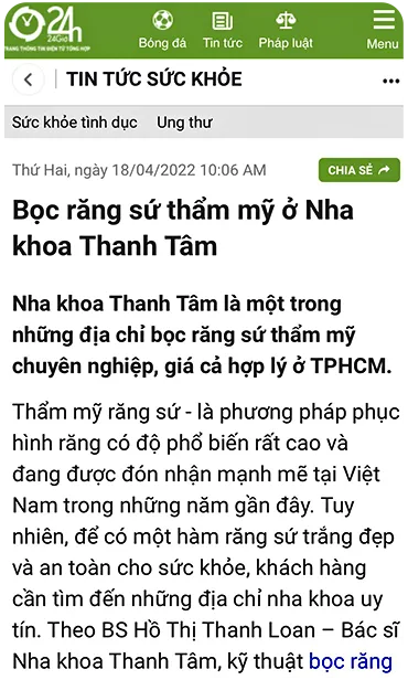 Sản phẩm 1 1 — Công Ty TNHH MTV Khánh An - Nha Khoa Thanh Tâm — MST 0315420625
