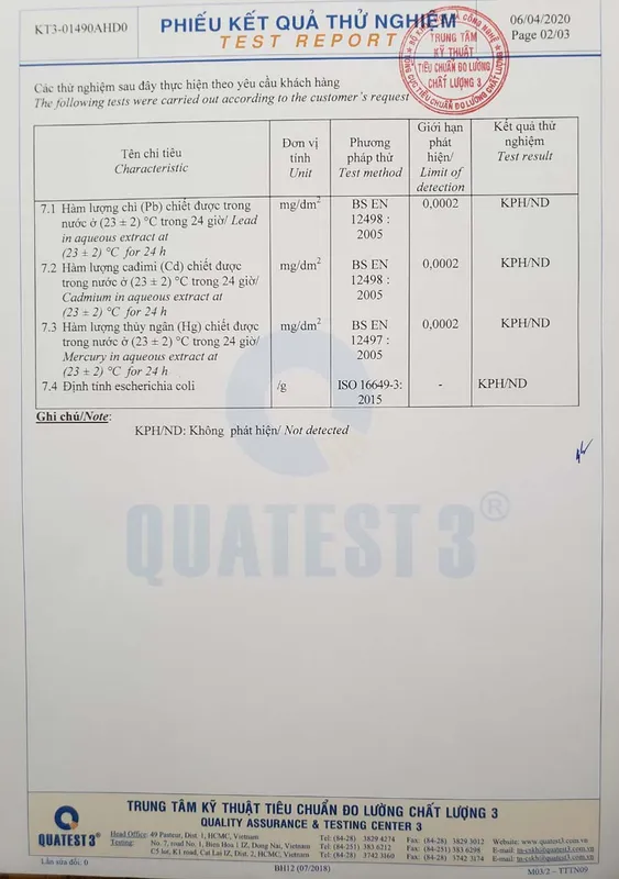 Sản phẩm TEST QUATEST 3 ONG HUT CO PAGE 02 — ống Hút Cỏ Bàng Green Future - Công Ty TNHH Sản Xuất Và Thương Mại Green Future
Việt Nam — MST 0315448878