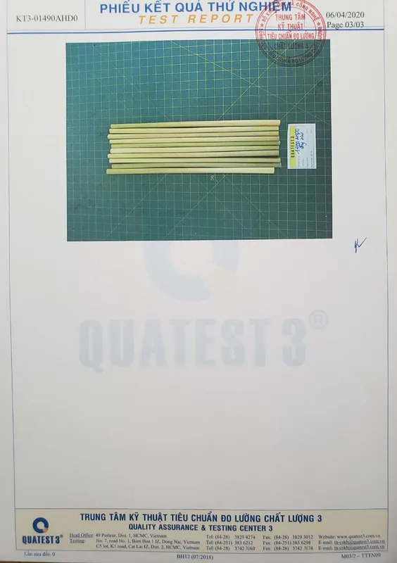 Sản phẩm TEST QUATEST 3 ONG HUT CO PAGE 03 — ống Hút Cỏ Bàng Green Future - Công Ty TNHH Sản Xuất Và Thương Mại Green Future
Việt Nam — MST 0315448878