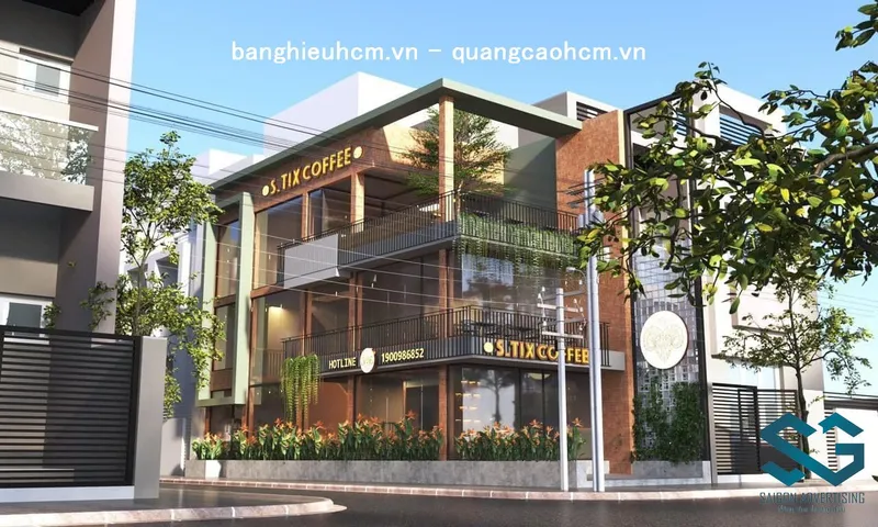 Sản phẩm thiet ke quan cafe khong gian cay xanh — Quảng Cáo Sài Gòn - Công Ty TNHH Phát Triển Quảng Cáo Sài Gòn — MST 0315486111