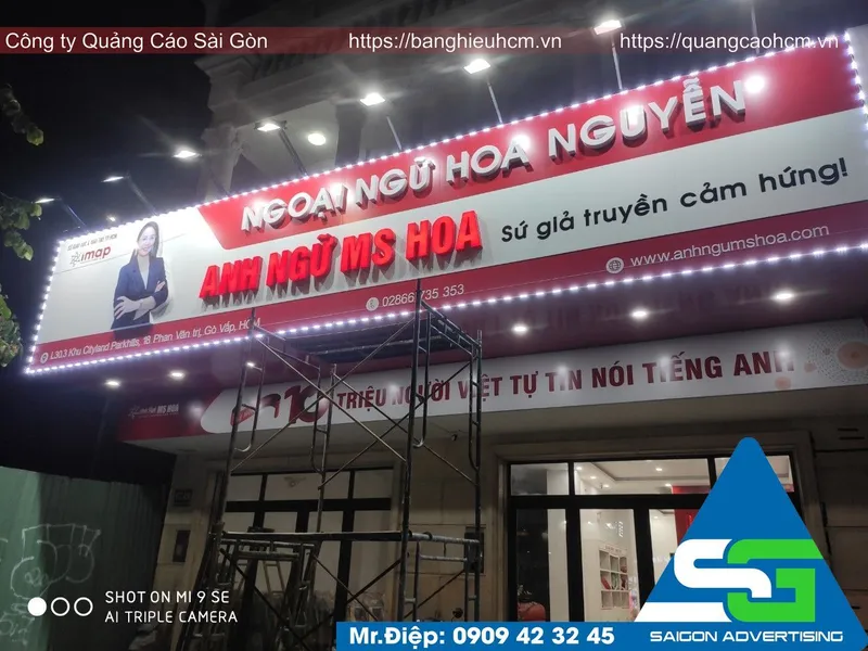 Sản phẩm bang hieu quang cao dep trung tam anh ngu — Quảng Cáo Sài Gòn - Công Ty TNHH Phát Triển Quảng Cáo Sài Gòn — MST 0315486111