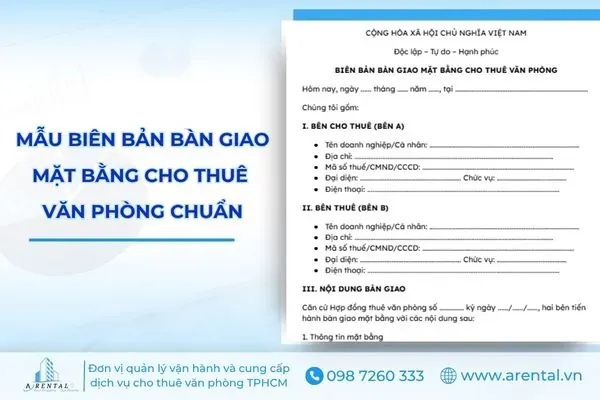 Sản phẩm mau bien ban ban giao mat bang cho thue van phong theo chuan — Công Ty TNHH Tư Vấn Đầu Tư Lâm Hải An — MST 0315601646