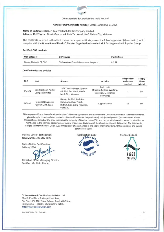 Sản phẩm OBP_CERT Bau_Troi_Xanh_2 — Hạt Nhựa Bầu Trời Xanh - Công Ty TNHH Nhựa Bầu Trời Xanh — MST 0315629088