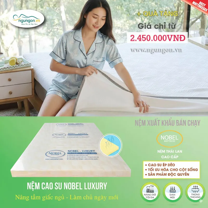 Sản phẩm nem cao su nobel luxury 1133 — Nệm Ngủ Ngon - Công Ty TNHH Sản Xuất Thương Mại Nệm MIMOSA — MST 0315987622