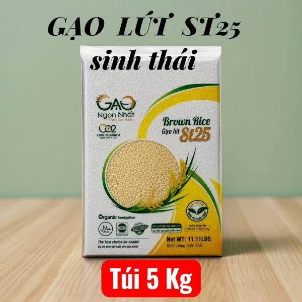 Sản phẩm gao lut st25 sinh thai Ca Mau tui 5kg 600x600 — Gạo Ngon Nhất - Công Ty TNHH Gạo Ngon Nhất — MST 0316131009