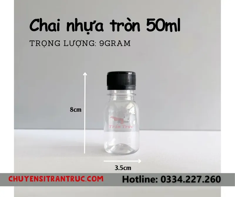 Sản phẩm 091018 chai nhua tron 50ml 1 — Công ty TNHH Chuyên Sỉ Trần Trúc — MST 0316131591