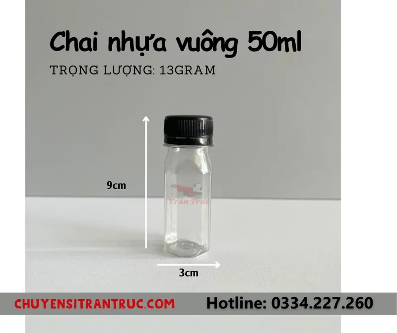 Sản phẩm chai nhua vuong 50ml — Công ty TNHH Chuyên Sỉ Trần Trúc — MST 0316131591