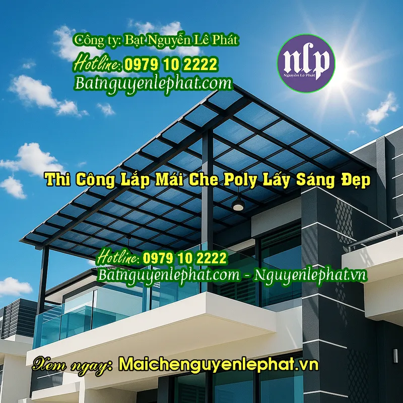Sản phẩm thi cong lap mai che poly lay sang7 — Công Ty TNHH Cơ Khí Xây Dựng Nguyễn Lê Phát — MST 0316165216