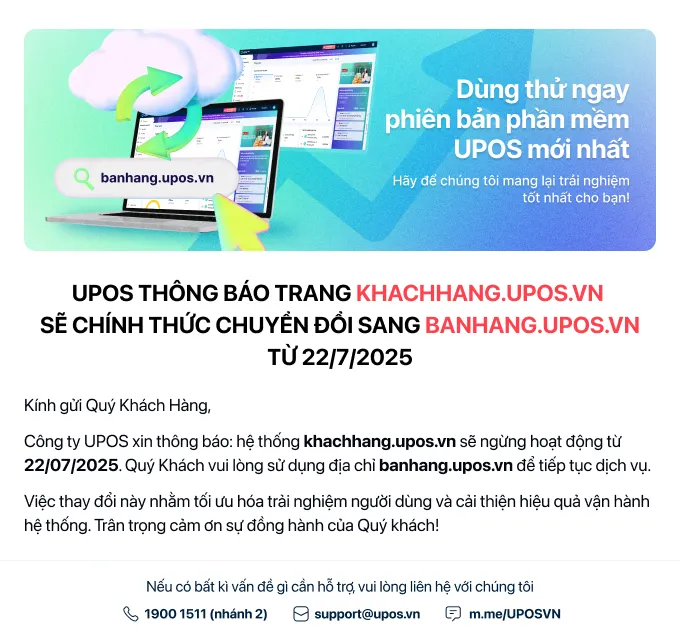 Sản phẩm bannhang — Công Ty TNHH Upos Việt Nam — MST 0316269247