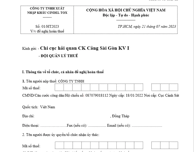 Sản phẩm hoan thue  — Công Ty TNHH ANB International Logistics — MST 0316272391