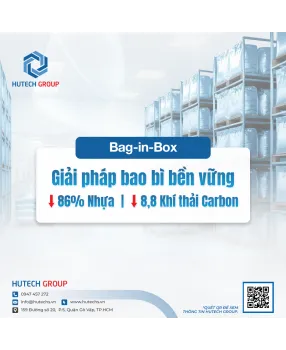 Sản phẩm bag in box giai phap bao bi ben vung giup giam toi 86 nhua va 88 lan khi thai carbon 1198 — Công Ty TNHH Công Nghệ Thiết Bị Thực Phẩm HUTECH — MST 0316303508