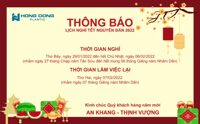 Sản phẩm HDP thong bao nghi tet nguyen dan 2022 647x400 — Công Ty TNHH Nhựa Hồng Đông — MST 0316333333