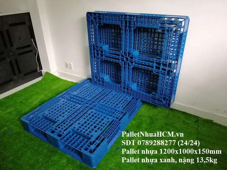 Sản phẩm palletnhuahcm 1200x1000x150mm 3chan mau xanh 4 — Công Ty TNHH Pallet Nhựa HCM — MST 0316492541