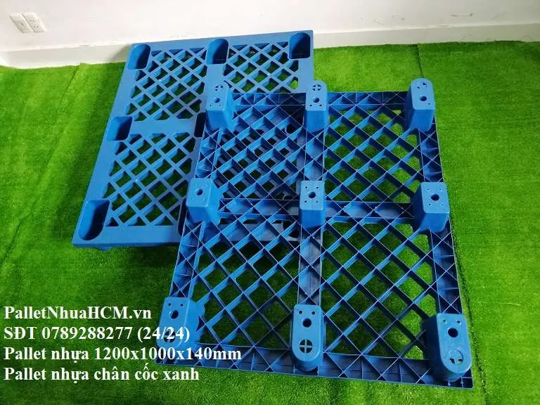 Sản phẩm palletnhuahcm pallet nhua 1200x1000x140mm mau xanh 26 — Công Ty TNHH Pallet Nhựa HCM — MST 0316492541