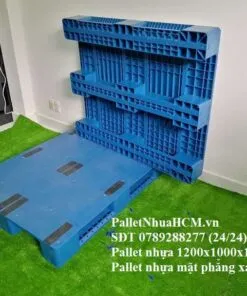 Sản phẩm palletnhuahcm pallet nhua mat phang 1200x1000x150mm mau xanh 22 247x296 — Công Ty TNHH Pallet Nhựa HCM — MST 0316492541