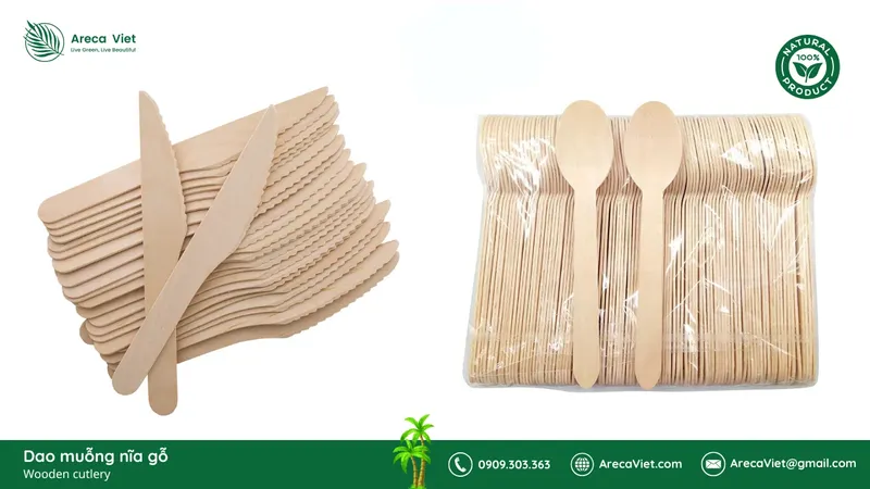 Sản phẩm Dao muong nia go Wooden cutlery ArecaViet.com 4 — Công Ty TNHH Arecaviet — MST 0316524419
