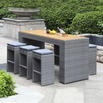 Sản phẩm 7 Pieces Rattan Bar Table Set With Cushion — Bàn Ghế Nhựa Giả Mây An Lộc Furniture - Công Ty TNHH An Lộc Furniture — MST 0316534167