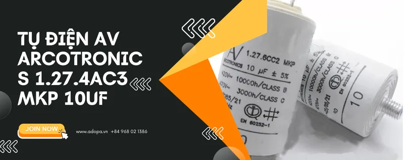 Sản phẩm Tu dien AV Arcotronics 1.27.4AC3 MKP 10uF — Công Ty TNHH Adopa — MST 0316624822