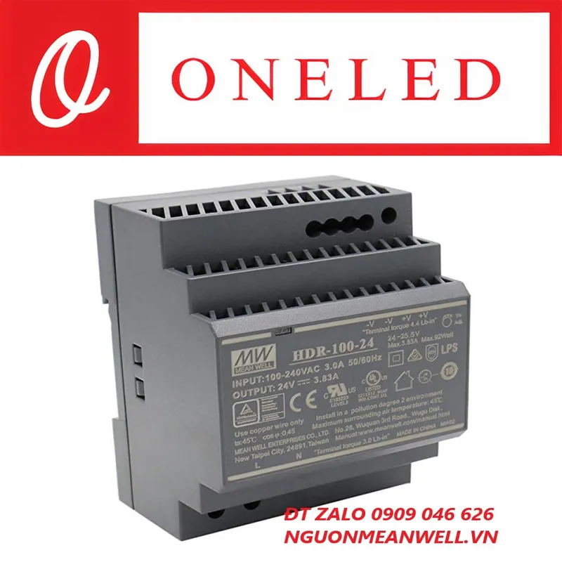 Sản phẩm Bo Nguon Meanwell HDR 100 24 — Thiết Bị Điện Công Nghiệp MEANWELL ONELED - Công Ty TNHH ONELED — MST 0316743315