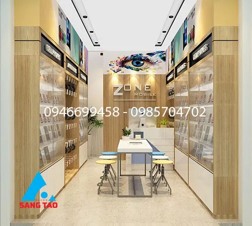 Sản phẩm thiet ke thi cong shop dien thoai chat luong — Công Ty CP Xây Dựng Quảng Cáo Nội Thất Sáng Tạo — MST 0316835580
