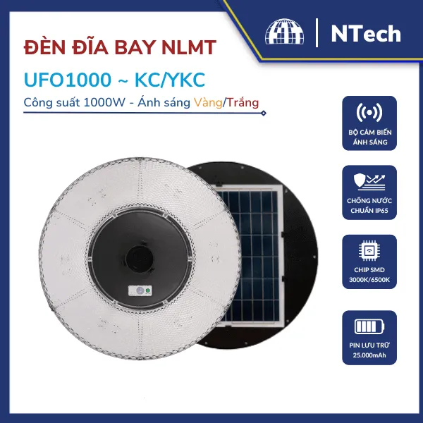 Sản phẩm den nang luong mat troi ufo 1000KC YKC — Công Ty TNHH NTech Solar — MST 0316874526