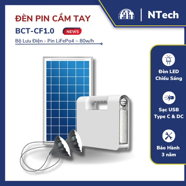 Sản phẩm den pin nang luong cam tay BCTCF1.0 — Công Ty TNHH NTech Solar — MST 0316874526