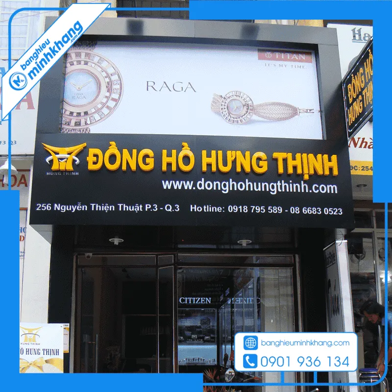 Sản phẩm bang hieu cua hang dong ho 2 — Công Ty TNHH Thiết Kế In ấn Minh Khang — MST 0317056890