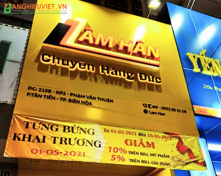 Sản phẩm BANG HIEU VIET Lam bang hieu alu giu mau sac ben dep khong phai mo qua nhieu nam 768x614 — Công Ty TNHH Thiết Kế Thi Công Bảng Hiệu Việt — MST 0317115095