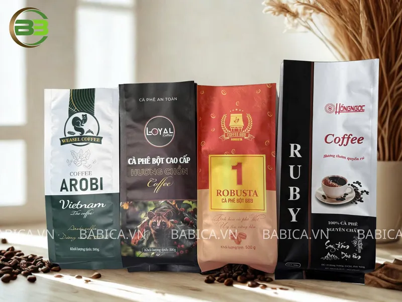Sản phẩm chon bao bi ca phe babica de bao quan huong ca phe tron ven — Công Ty TNHH Thương Mại Dịch Vụ Bao Bì BABICA — MST 0317357841