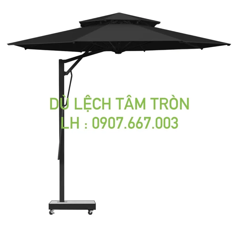 Sản phẩm du tron lech tam kich thuoc 3 5m mau den 2 tang 1024x971 — Công Ty Cổ Phần Dù Che Minh Long — MST 0317615482