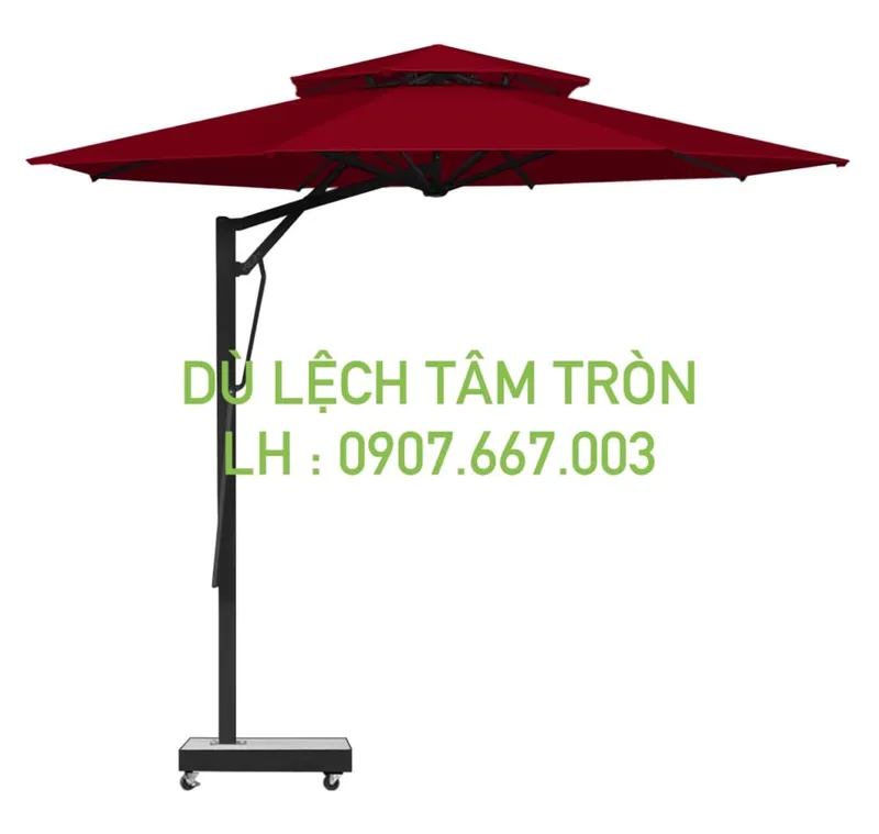 Sản phẩm du tron lech tam kich thuoc 3 5m mau do do 2 tang 1024x971 — Công Ty Cổ Phần Dù Che Minh Long — MST 0317615482