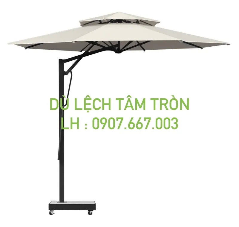 Sản phẩm du tron lech tam kich thuoc 3 5m mau kem 2 tang 1024x971 — Công Ty Cổ Phần Dù Che Minh Long — MST 0317615482