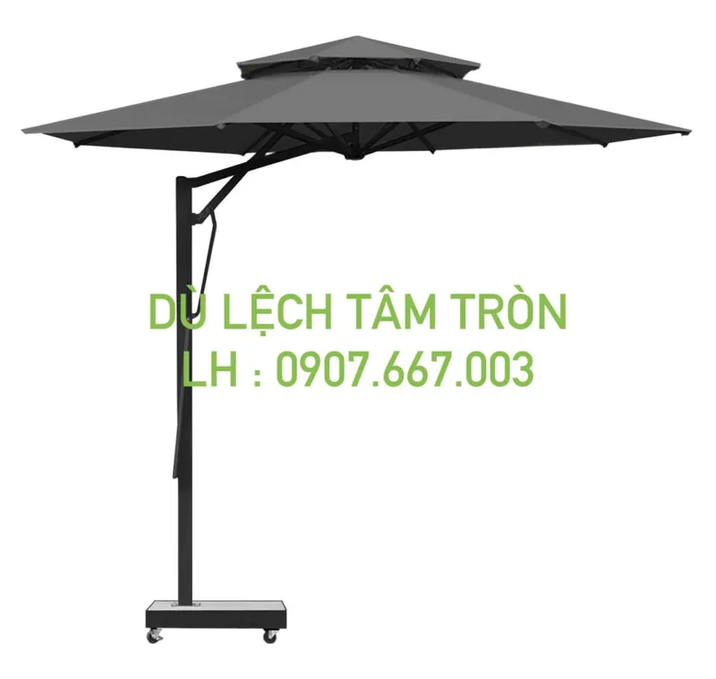 Sản phẩm du tron lech tam kich thuoc 3 5m mau xam 2 tang 1024x971 — Công Ty Cổ Phần Dù Che Minh Long — MST 0317615482