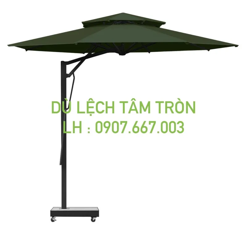 Sản phẩm du tron lech tam kich thuoc 3 5m mau xanh reu 2 tang 1024x971 — Công Ty Cổ Phần Dù Che Minh Long — MST 0317615482